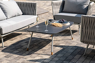 Лаунж-зона 4SIS Монако 4-местная со столом Верона (серый гранит), каркас светло-серый, роуп светло-серый для дачи Лаунж-зона 4SIS Монако 4-местная со столом Верона (серый гранит), каркас светло-серый, роуп светло-серый, садовая мебель