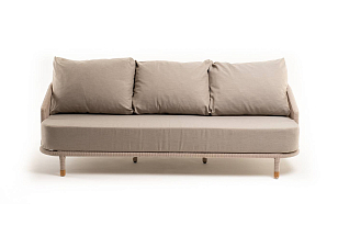 Диван 4SIS Верона 3-местный из роупа, каркас белый муар, роуп бежевый, ткань бежевая 15052, садовая мебель
