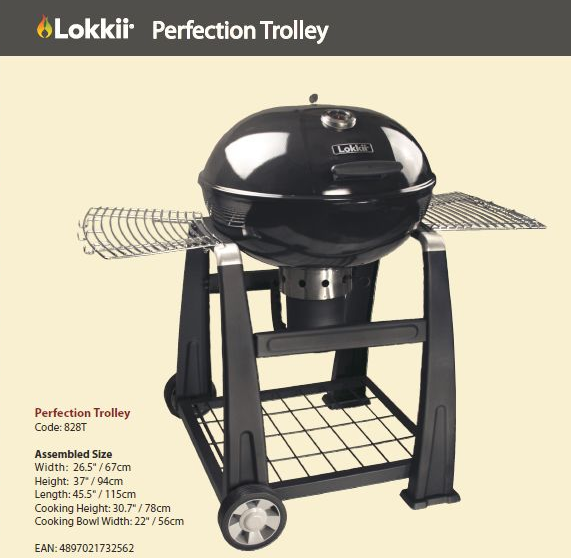 угольный гриль lokkii perfection trolley 828t