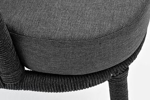 Кресло 4SIS Мадрид, каркас алюминий темно-серый муар, роуп темно-серый, ткань темно-серая 027 для дачи Кресло 4SIS Мадрид, каркас алюминий темно-серый муар, роуп темно-серый, ткань темно-серая 027, садовая мебель