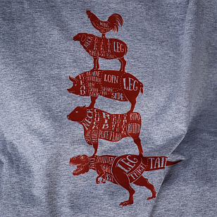 Одежда и аксессуары Футболка St.Tomato с двухсторонней печатью Butcher cuts scheme M/L для BBQ