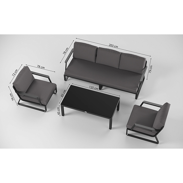 Лаунж зона Gardenini Voglie Long Карбон / Черный 