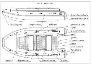 Лодка ПВХ Фрегат 430 F серая для хобби и пикника