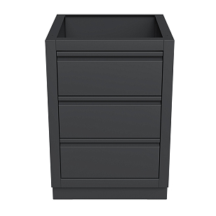 Тумба с тремя выдвижными ящиками и фальш-панелью 1000 Черная для приготовления пищи Тумба с тремя выдвижными ящиками и фальш-панелью 1000 Черная для сада