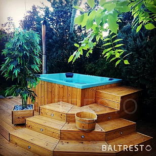 Купель с печкой Baltresto Quattro 2 х 1.7 м бирюзовая, уличное оборудование