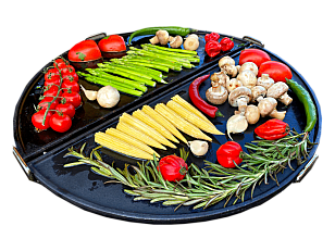 Плоская чугунная сковорода Diamond Egg для сада