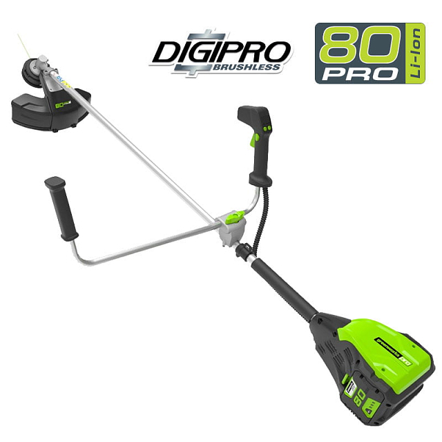 Триммер аккумуляторный 40 см Greenworks 80V GD80BCB, бесщёточный 