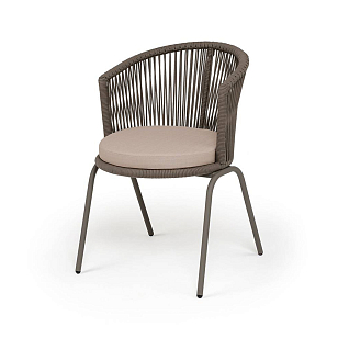 Стул 4SIS Люксембург, каркас бежево-серый муар, роуп коричневый, ткань бежевая, садовая мебель