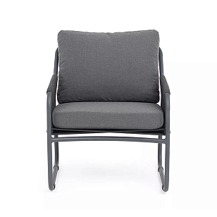 Кресло из роупа 4SIS Ането, каркас темно-серый муар, роуп темно-серый, ткань темно-серая 027, садовая мебель