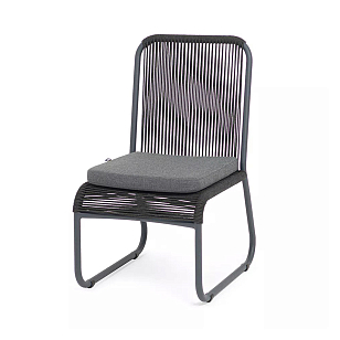 Стул из роупа 4SIS Ането, каркас темно-серый муар, роуп темно-серый, ткань темно-серая 027 для дачи Стул из роупа 4SIS Ането, каркас темно-серый муар, роуп темно-серый, ткань темно-серая 027, садовая мебель