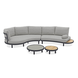 Лаунж зона (диван и парные столики) Brafritid Gotland антрацит/серый, алюминий, садовая мебель