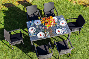 Обеденная группа Joygarden Milano черный на 6 персон с подлокотниками для дачи Обеденная группа Joygarden Milano черный на 6 персон с подлокотниками, садовая мебель