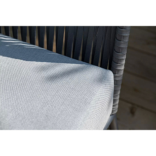 Кресло 4SIS Багамы, каркас темно-серый муар, роуп серый, ткань светло-серая, садовая мебель