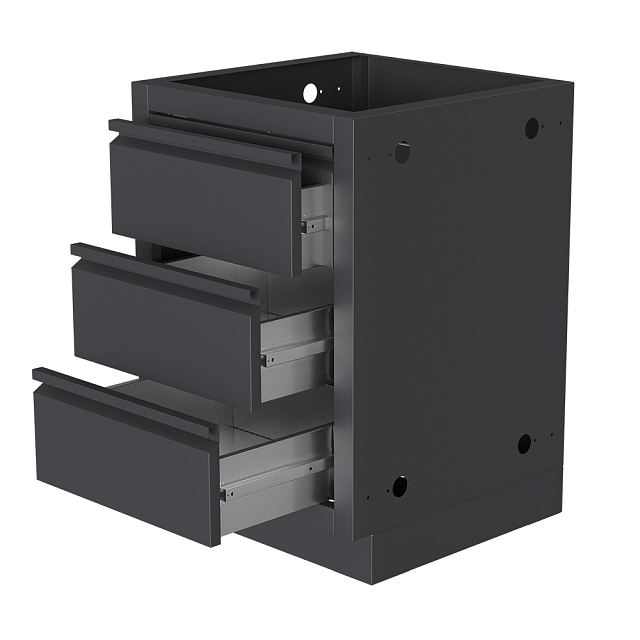 Тумба с тремя выдвижными ящиками и фальш-панелью 850 Черная