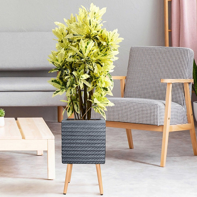 Кашпо Idealist Lite Таун Куб напольное с подставкой 30 Цвет: антрацит 