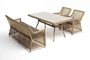 Обеденная группа 4SIS Катания на 4 персоны, цвет соломенный, садовая мебель