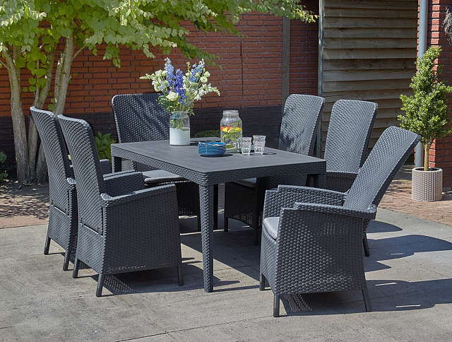 Стол Keter Girona table flat waves графит 