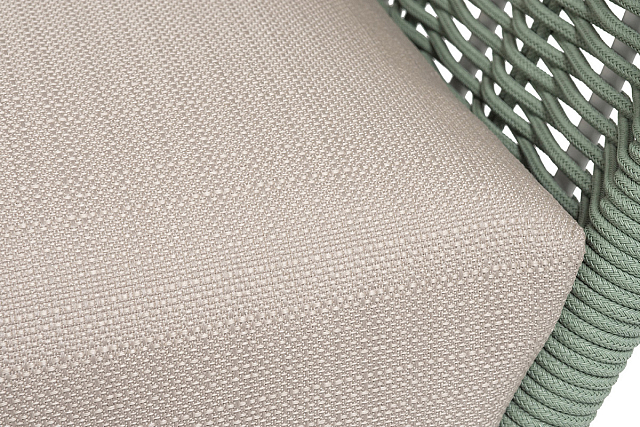 Кресло 4SIS Фиджи, каркас светло-серый муар, роуп зеленый, ткань Mossle бежевая 