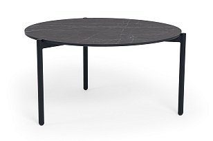 Стол 4SIS Монти, основание черное, подстолье "серый мрамор", садовая мебель