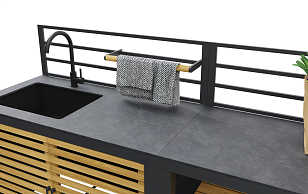 Модульная летняя кухня Brafab Bellac прямая с ручками из тика для приготовления пищи Модульная летняя кухня Brafab Bellac прямая с ручками из тика для сада