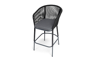 Стул барный 4SIS Марсель, каркас темно-серый муар, роуп темно-серый, ткань темно-серая, садовая мебель