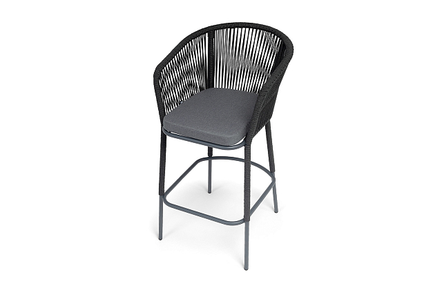 Стул барный 4SIS Марсель, каркас темно-серый муар, роуп темно-серый, ткань темно-серая 