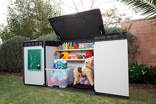 Высокий шкаф Keter Premiere XL 1150 л + 2 полки, садовая мебель