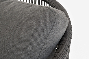 Кресло 4SIS Мадрид, каркас алюминий темно-серый муар, роуп темно-серый, ткань темно-серая 027 для дачи Кресло 4SIS Мадрид, каркас алюминий темно-серый муар, роуп темно-серый, ткань темно-серая 027, садовая мебель