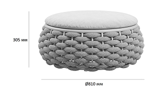 Пуф-столик плетеный с подушкой Tagliamento Pouf Цвет: зеленый, светло-серый, садовая мебель