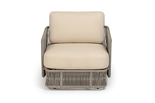 Кресло 4SIS Альбано, светло-серый муар, роуп серый меланж, ткань Mossle светло-бежевая, садовая мебель