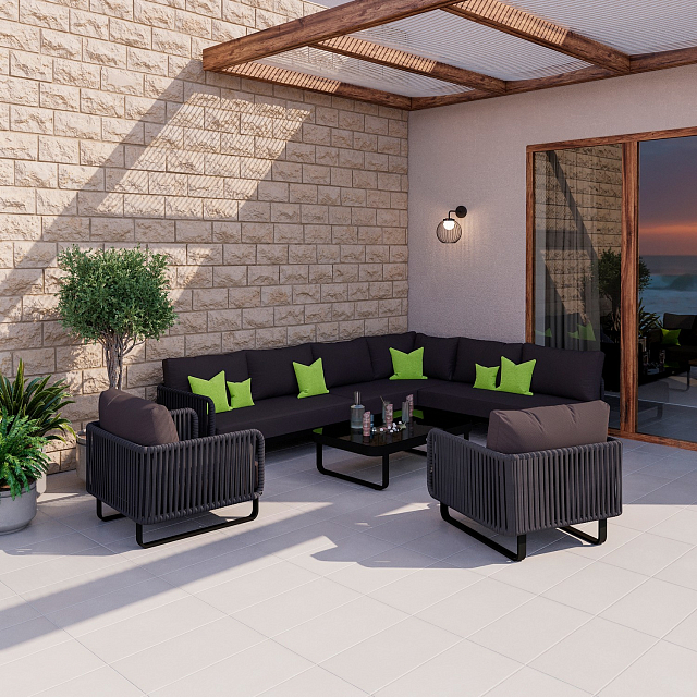Лаунж зона Ideal Patio Bellisa модульная Цвет: антрацит, карбон 