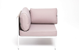 Угловой модуль 4SIS Касабланка из роупа, каркас алюминий светло-серый муар, роуп серо-коричневый, ткань бежевая 052, садовая мебель