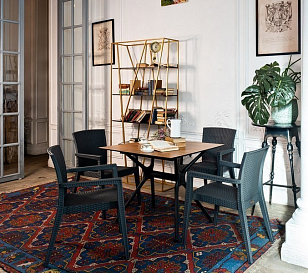 Обеденный комплект Modus темно-серый на 4 персоны для дачи Обеденный комплект Modus темно-серый на 4 персоны, садовая мебель