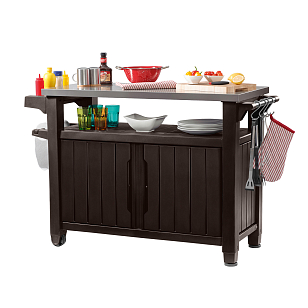 Стол для барбекю Keter Unity XL коричневый для дачи Стол для барбекю Keter Unity XL коричневый, садовая мебель