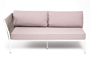 Правый модуль 4SIS Касабланка из роупа, каркас алюминий светло-серый муар, роуп серо-коричневый\, ткань бежевая 052, садовая мебель