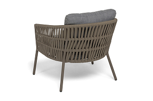 Кресло 4SIS Комо, каркас бежево-серый (RAL7006) муар, роуп серо-коричневый, ткань темно-серая, садовая мебель