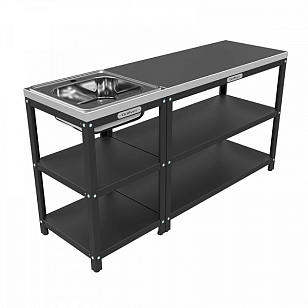 Стол Grillver разделочный с мойкой 500 из нержавеющей стали для сада