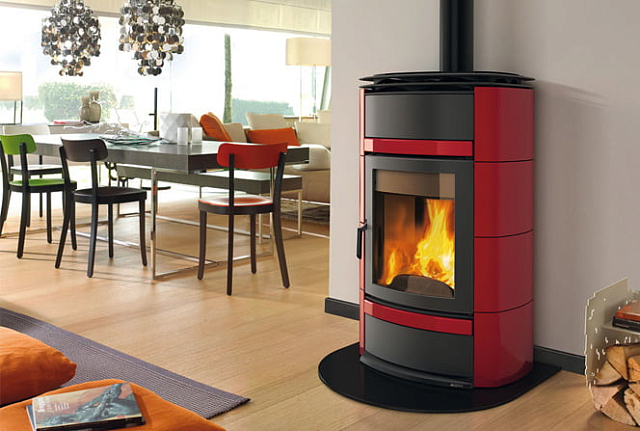 Печь дровяная La Nordica Norma Idro D.S.A цвет: бордовый