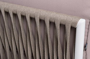 Угловой модуль 4SIS Касабланка из роупа, каркас алюминий светло-серый муар, роуп серо-коричневый, ткань бежевая 052, садовая мебель