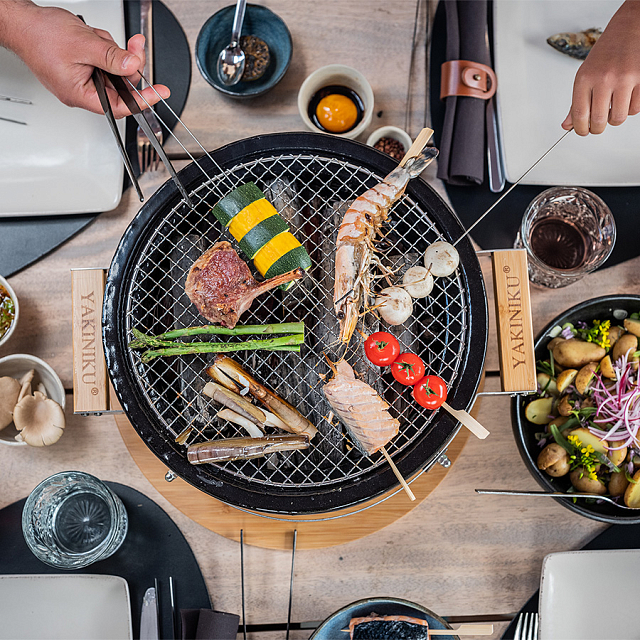керамический круглый настольный гриль yakiniku shichirin