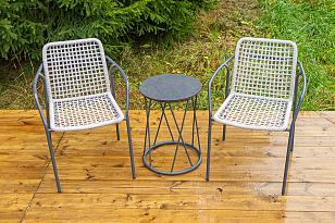 Стул 4SIS Тунис из роупа, каркас темно-серый (RAL7024), роуп светло-серый, садовая мебель