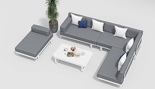 Лаунж зона Gardenini Hacienda Белый / Серый для дачи Лаунж зона Gardenini Hacienda Белый / Серый, садовая мебель