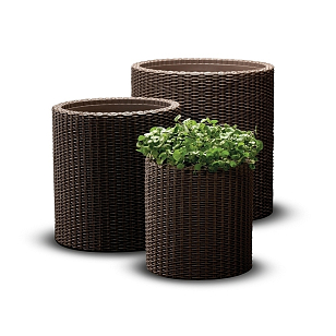 Цилиндрическое кашпо Keter 3 size (3 шт.) Цвет: виски коричневый, уличное оборудование