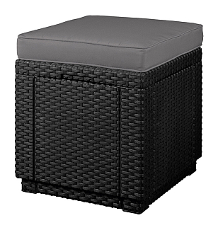 Пуф Keter с подушкой Cube with cushion графит, садовая мебель