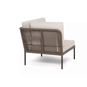 Модуль угловой 4SIS Канны, каркас коричневый (RAL8016) муар, роуп коричневый, ткань бежевая 035, садовая мебель