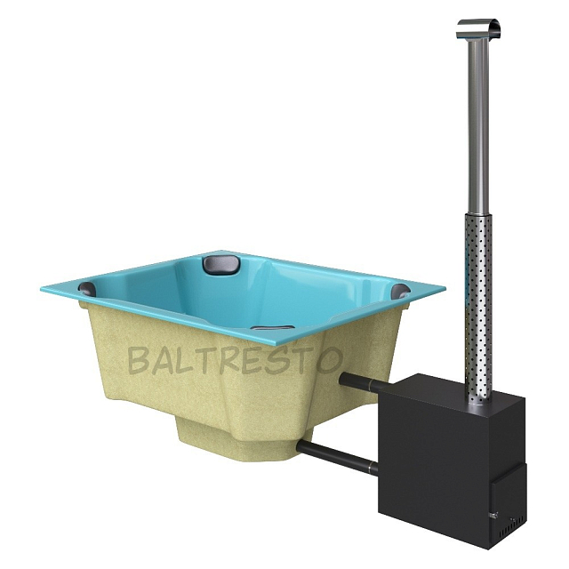 Купель с печкой террасная Baltresto Quattro Terras 2 х 1.7 м бирюзовая 