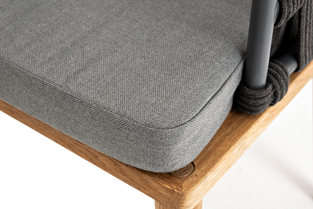 Стул 4SIS Диего из роупа, основание дуб, каркас темно-серый, роуп темно-серый, ткань темно-серая 