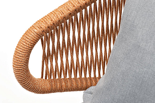 Кресло 4SIS Милан, каркас светло-серый муар, роуп оранжевый меланж, ткань светло-серая для дачи Кресло 4SIS Милан, каркас светло-серый муар, роуп оранжевый меланж, ткань светло-серая, садовая мебель