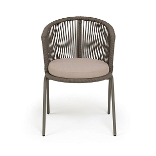 Стул 4SIS Люксембург, каркас бежево-серый муар, роуп коричневый, ткань бежевая, садовая мебель