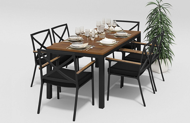 Стол обеденный Gardenini Bella 180 Цвет: Темно-серый 